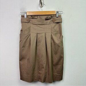 BCBGMAXAZRIA Pleated Pencil Skirt Size 02 Brown